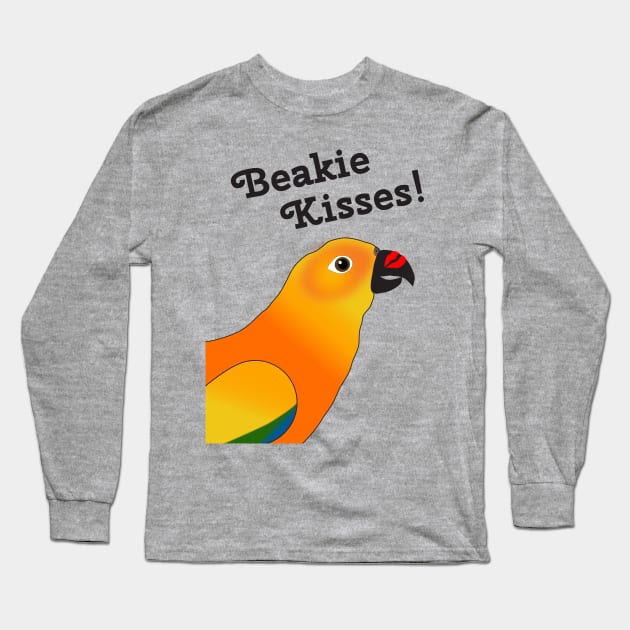 Beakie Kisses Sun Conure Parrot Cute Long Sleeve T-Shirt by Einstein Parrot